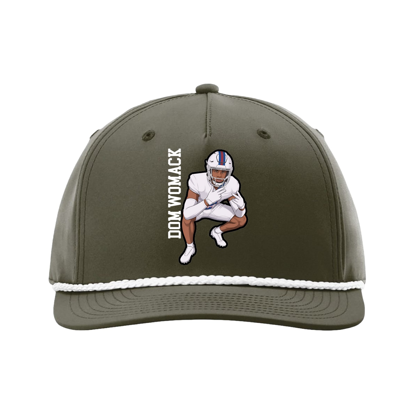 Five-Panel Classic Rope Cap — Name Vertical in Green