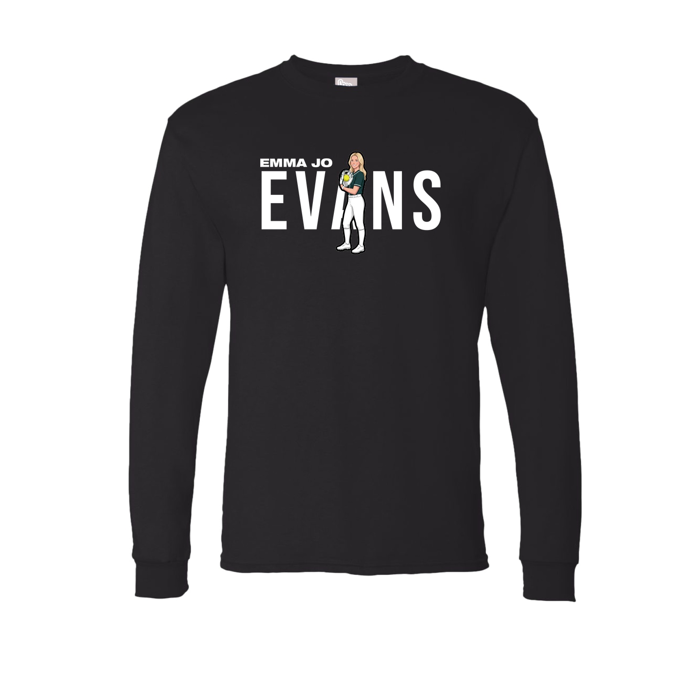 Long Sleeve Tee — Player Name in Black
