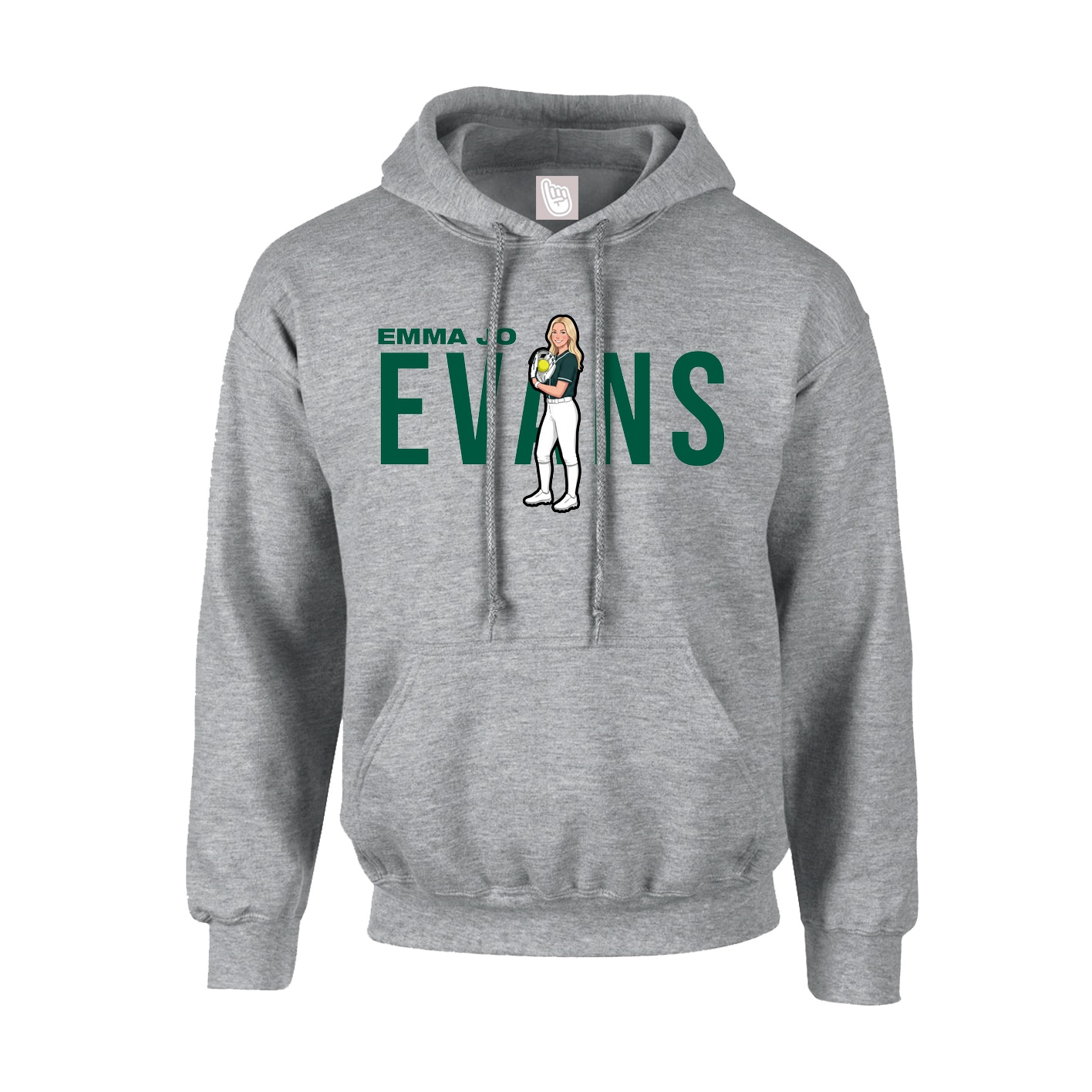 Youth Hoodie — Player Name in Grey
