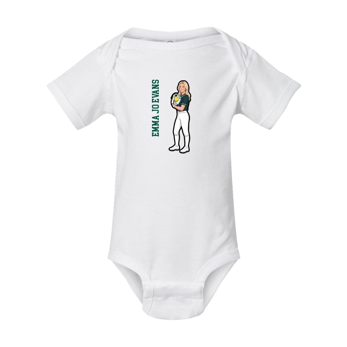 Baby Onesie — Name Vertical in White