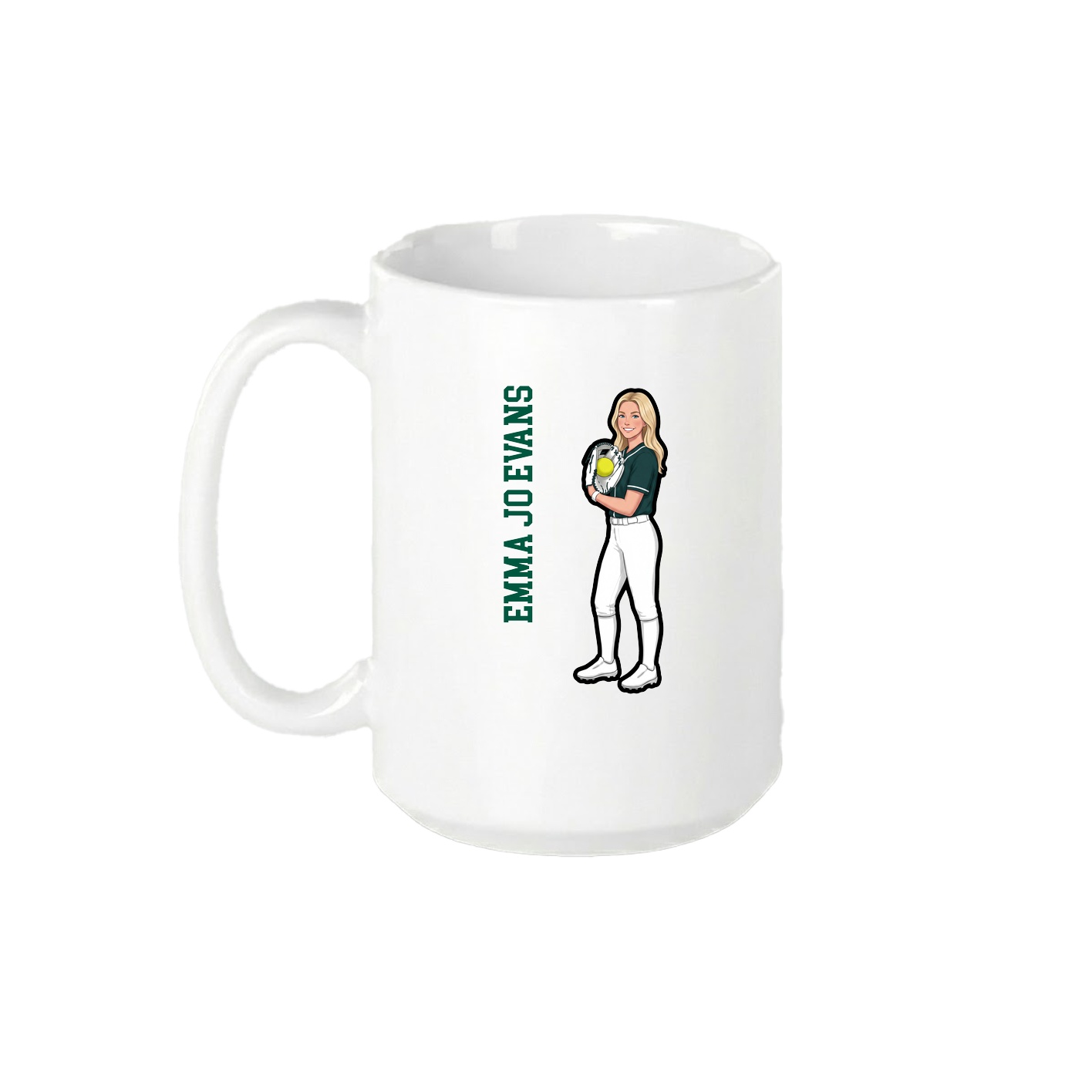 15oz Coffee Mug — Name Vertical in White