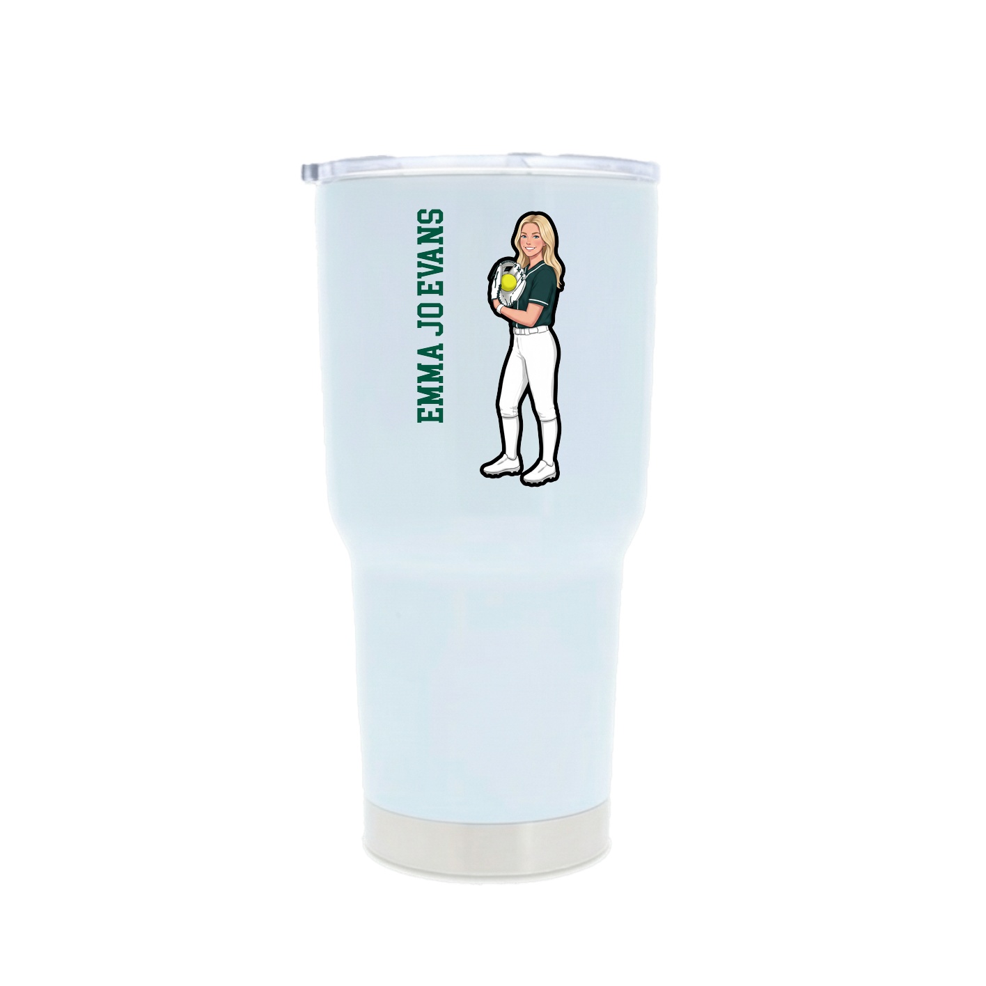 30oz Stainless Steel Tumbler — Name Vertical in White
