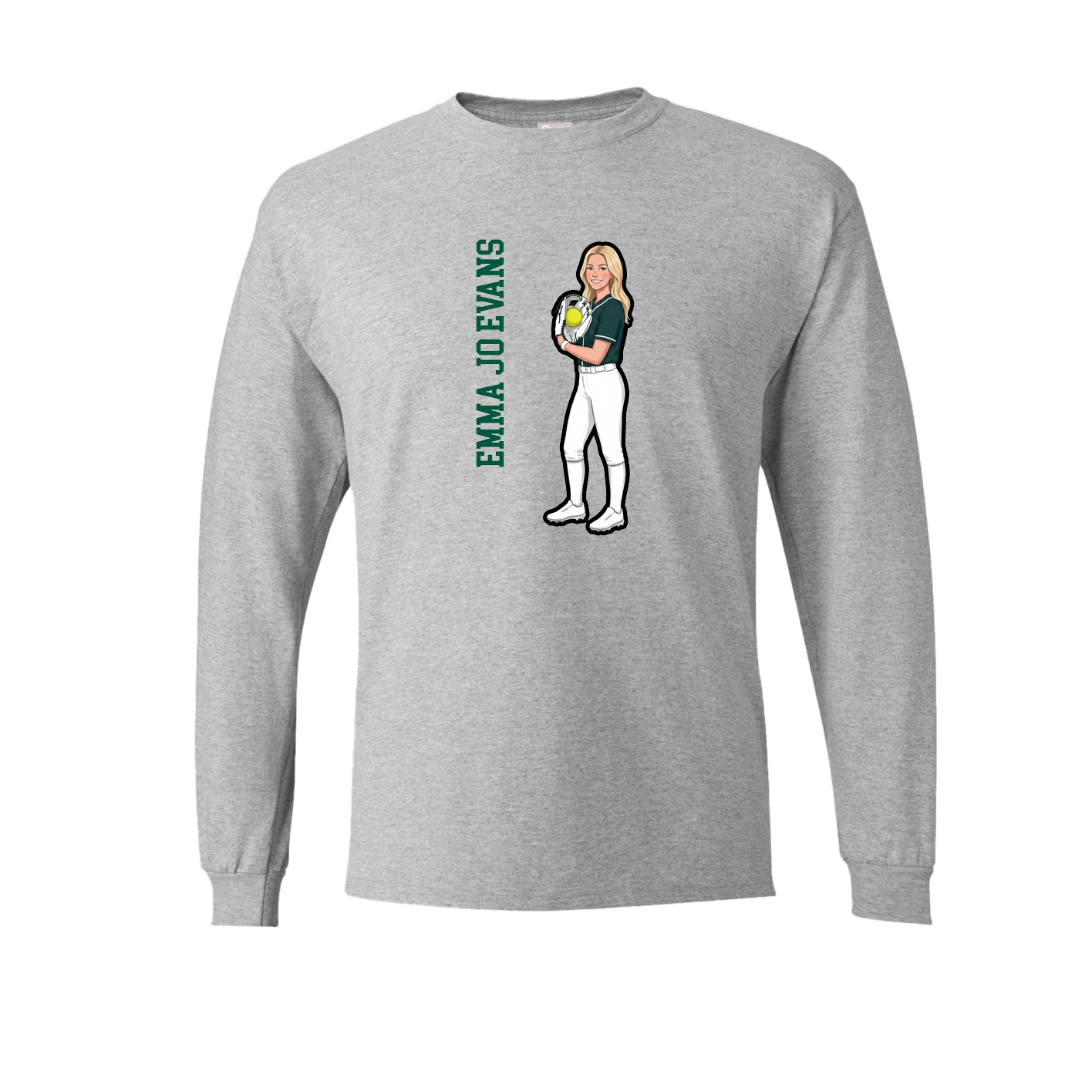 Long Sleeve Tee — Name Vertical in Grey