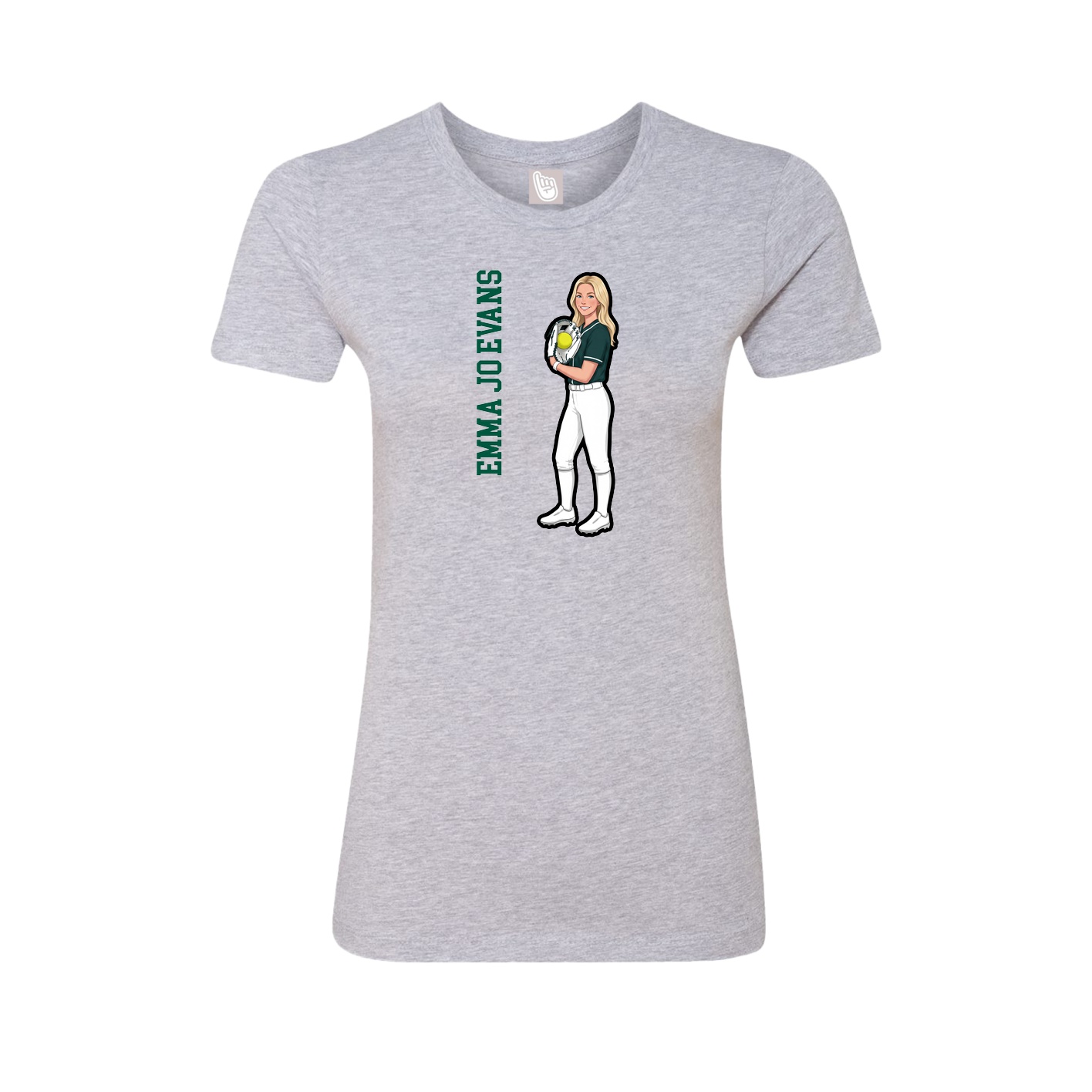 Fitted Women's Tee — Name Vertical in Grey