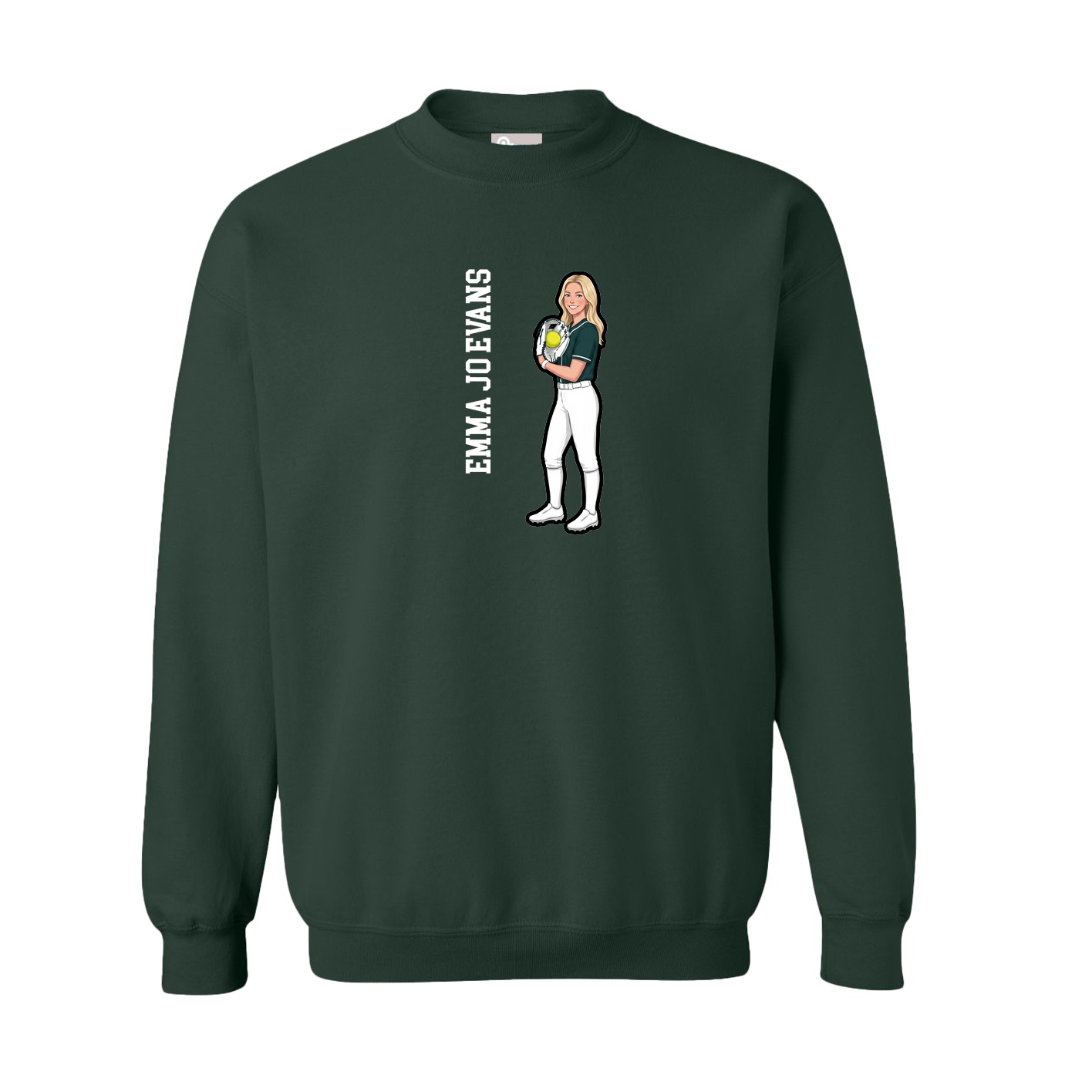 Fleece Crew — Name Vertical in Green