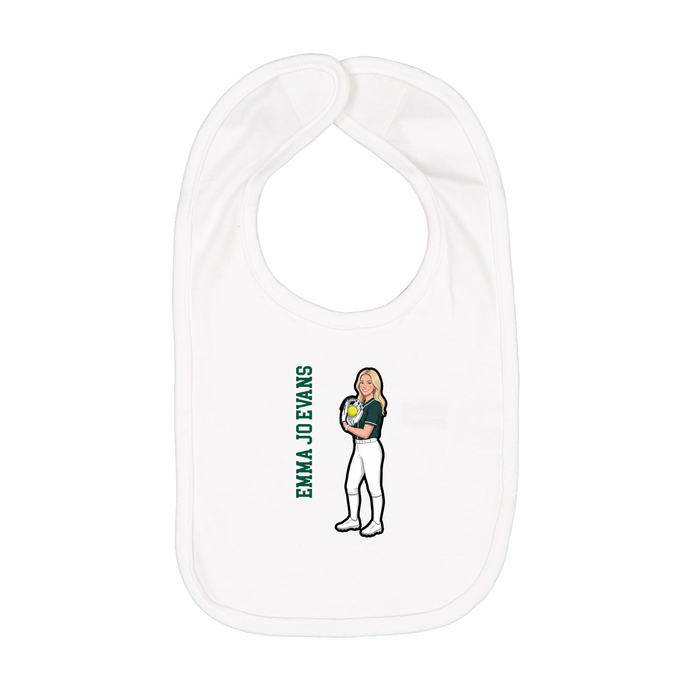 Infant Bib — Name Vertical in White