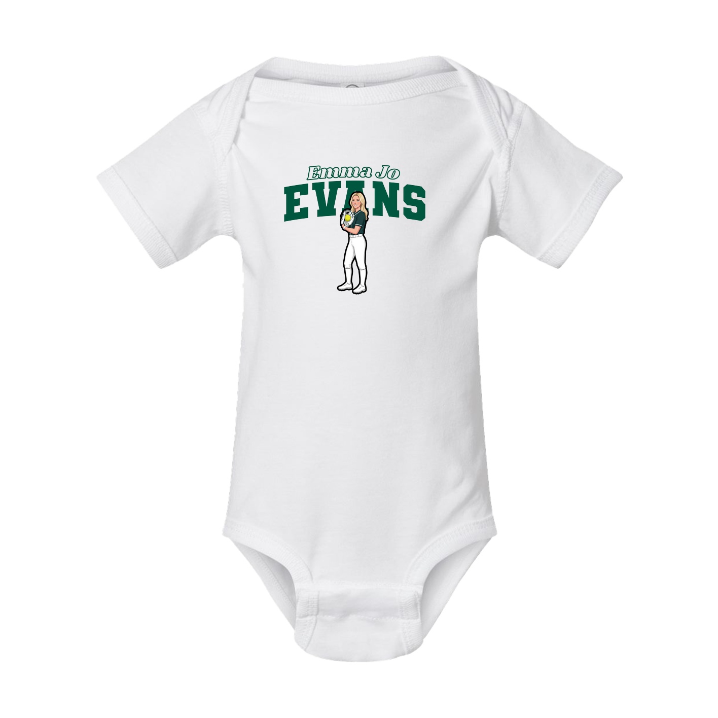 Baby Onesie — Name Arch in White