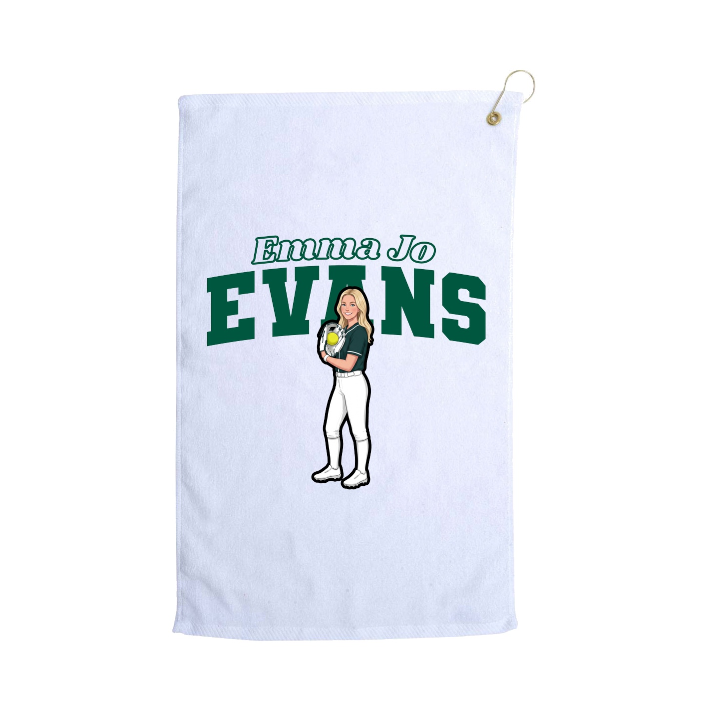 Golf Towel — Name Arch in White