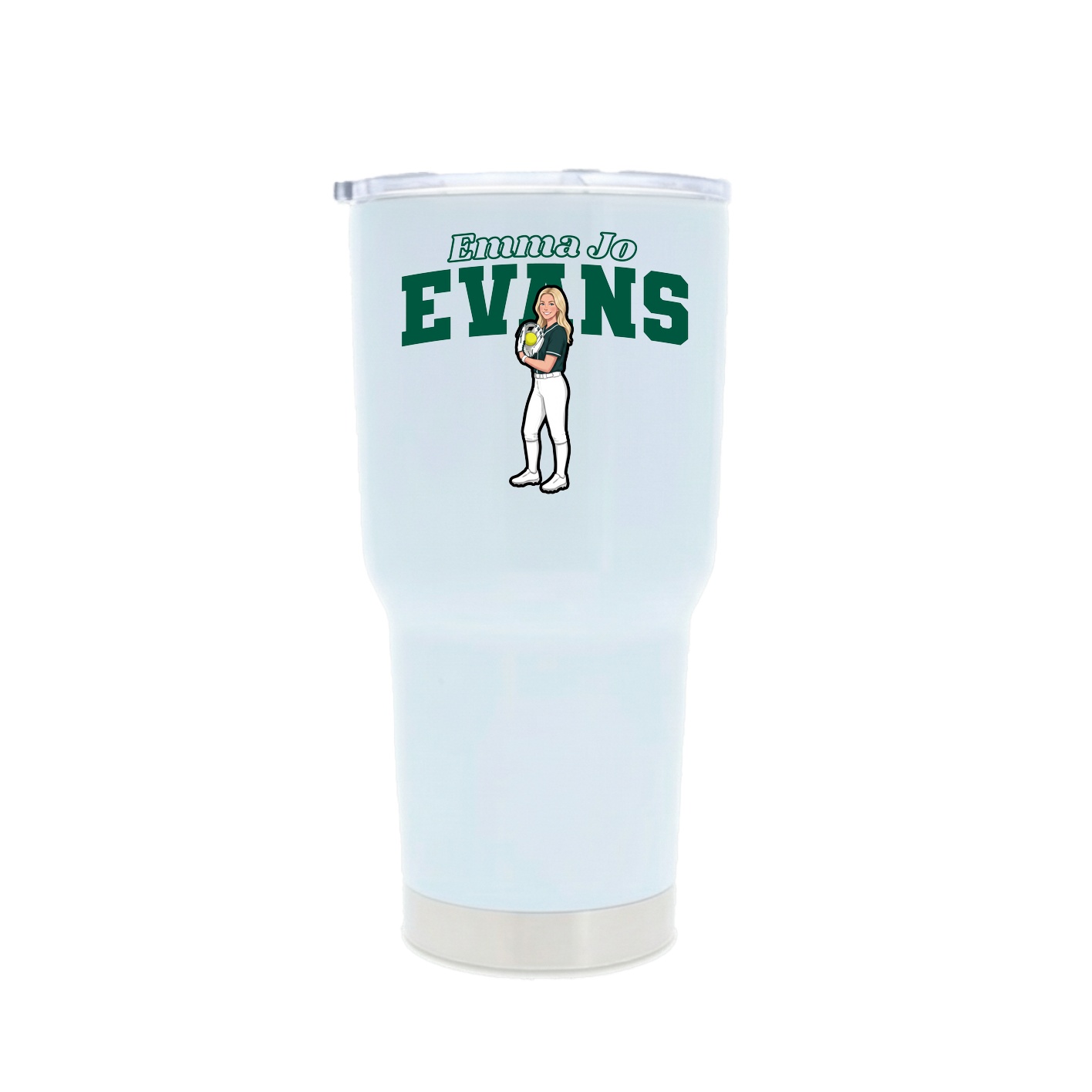 30oz Stainless Steel Tumbler — Name Arch in White