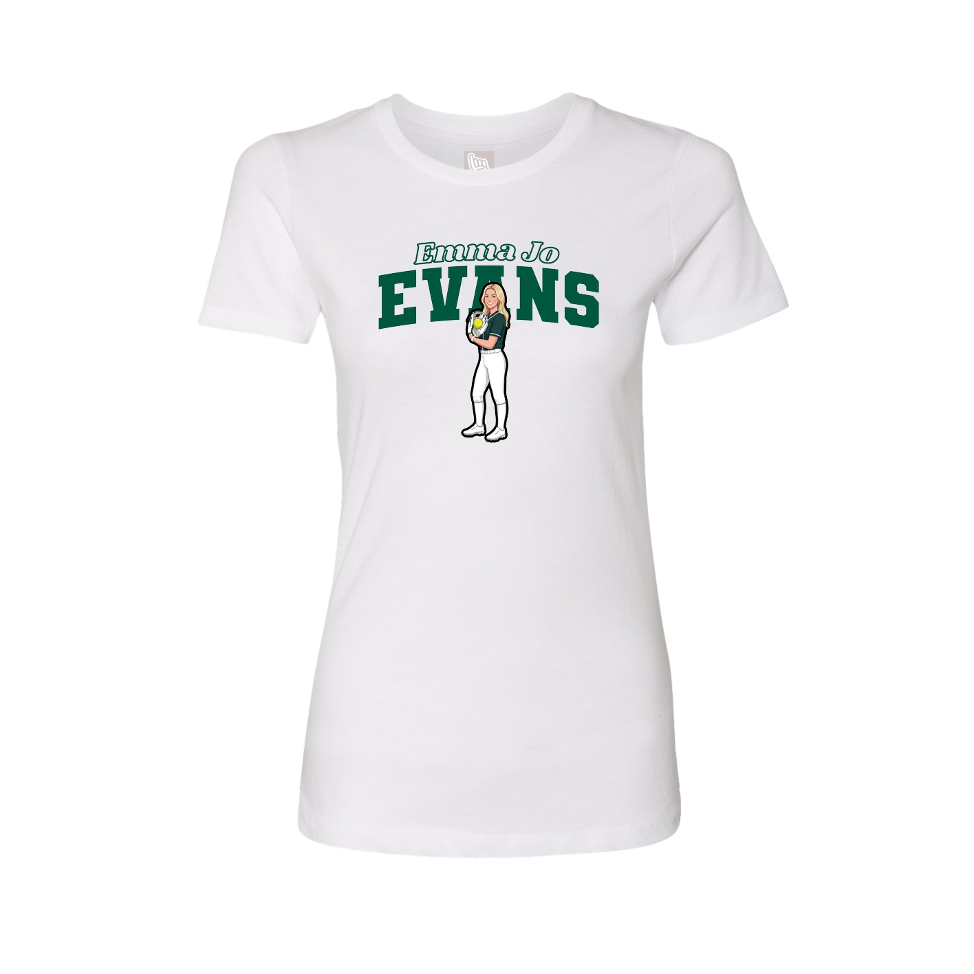 Fitted Women's Tee — Name Arch in White