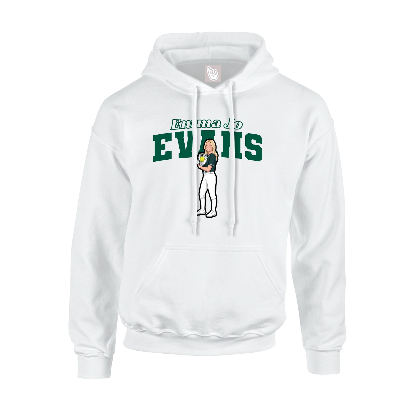 Youth Hoodie — Name Arch in White