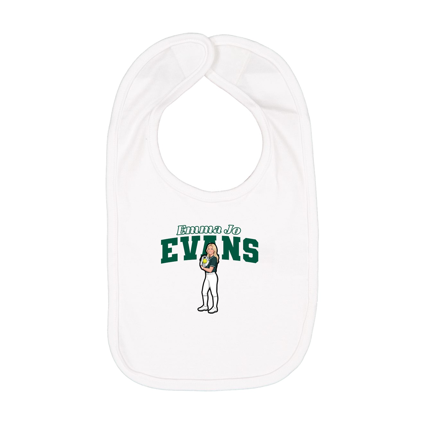 Infant Bib — Name Arch in White