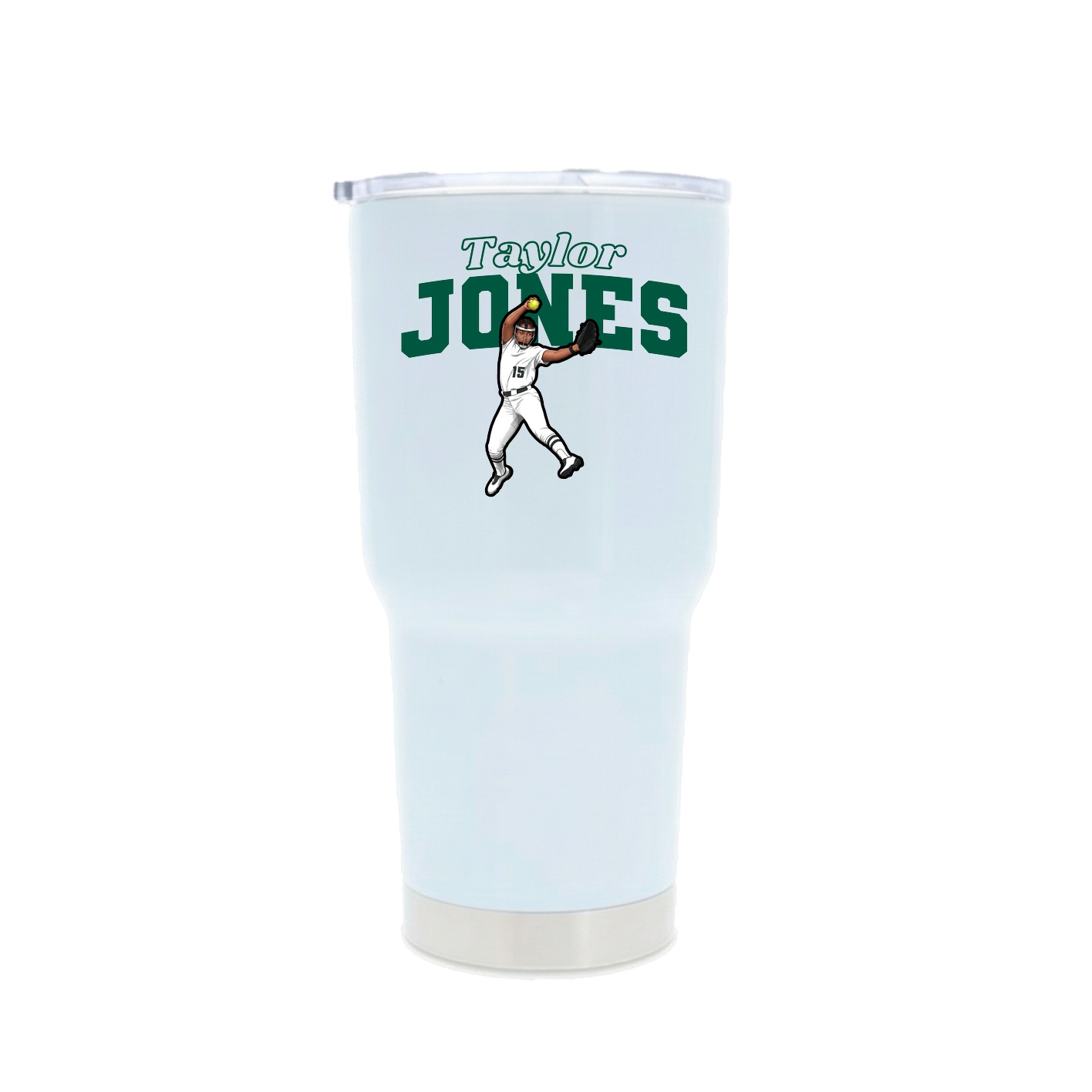 30oz Stainless Steel Tumbler — Name Arch in White