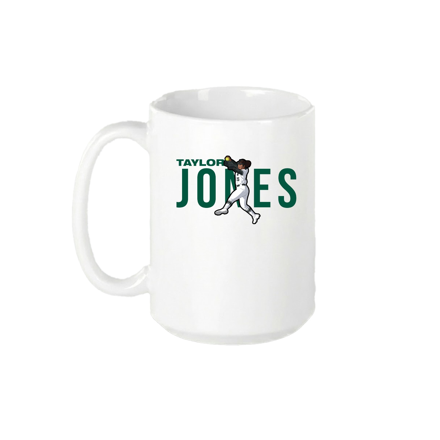 15oz Coffee Mug — Player Name in White