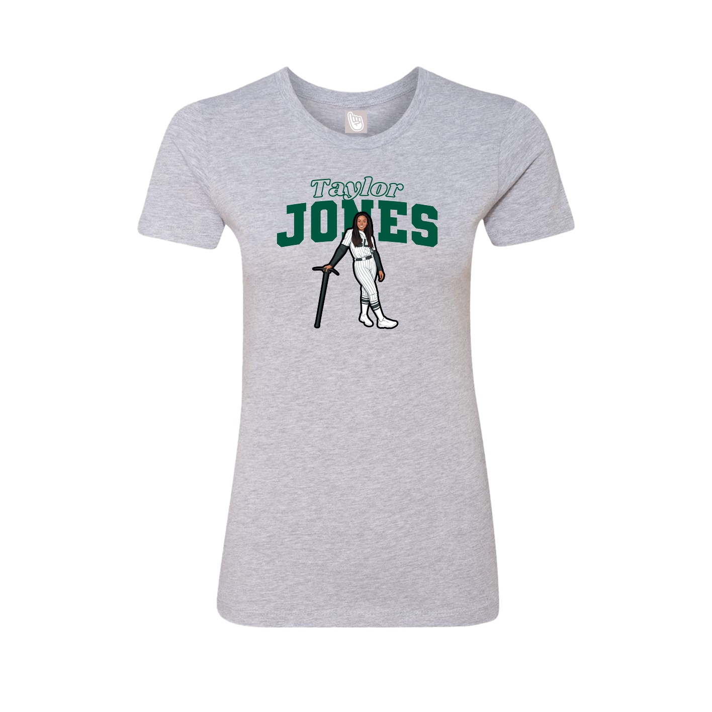 Fitted Women's Tee — Name Arch in Grey