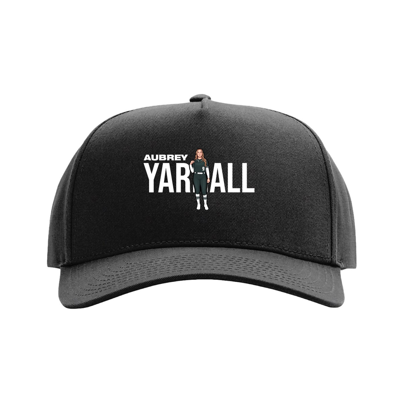 Full Fabric Five-Panel Champ Cap — Player Name in Black