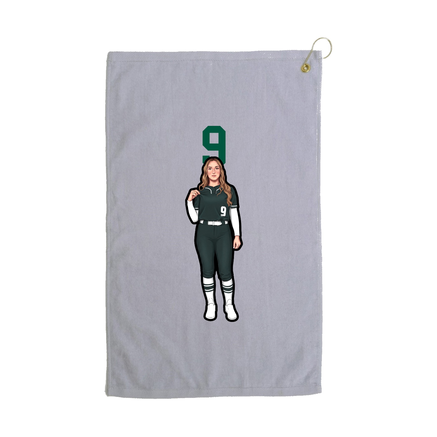 Golf Towel — Number Top in Grey