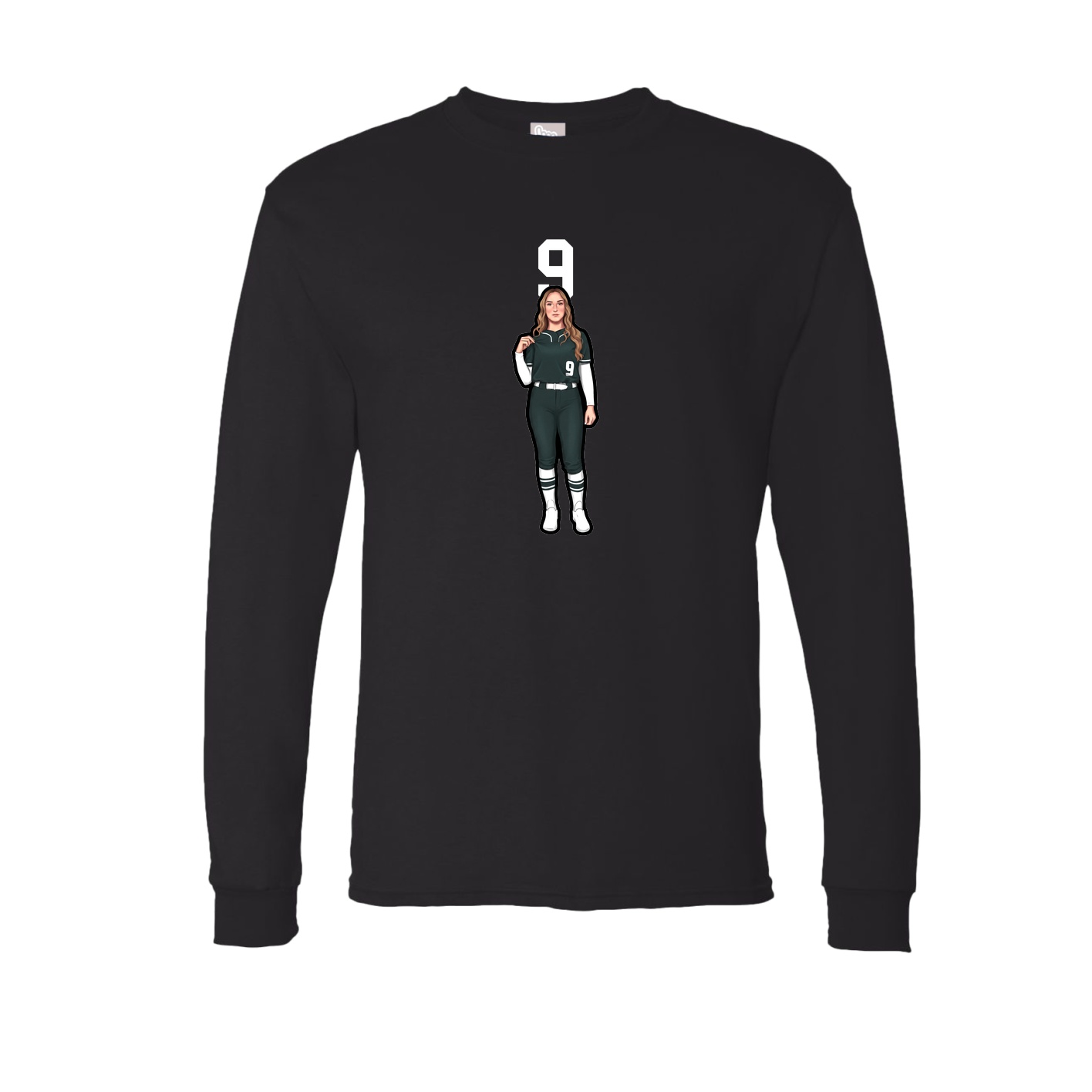 Long Sleeve Tee — Number Top in Black