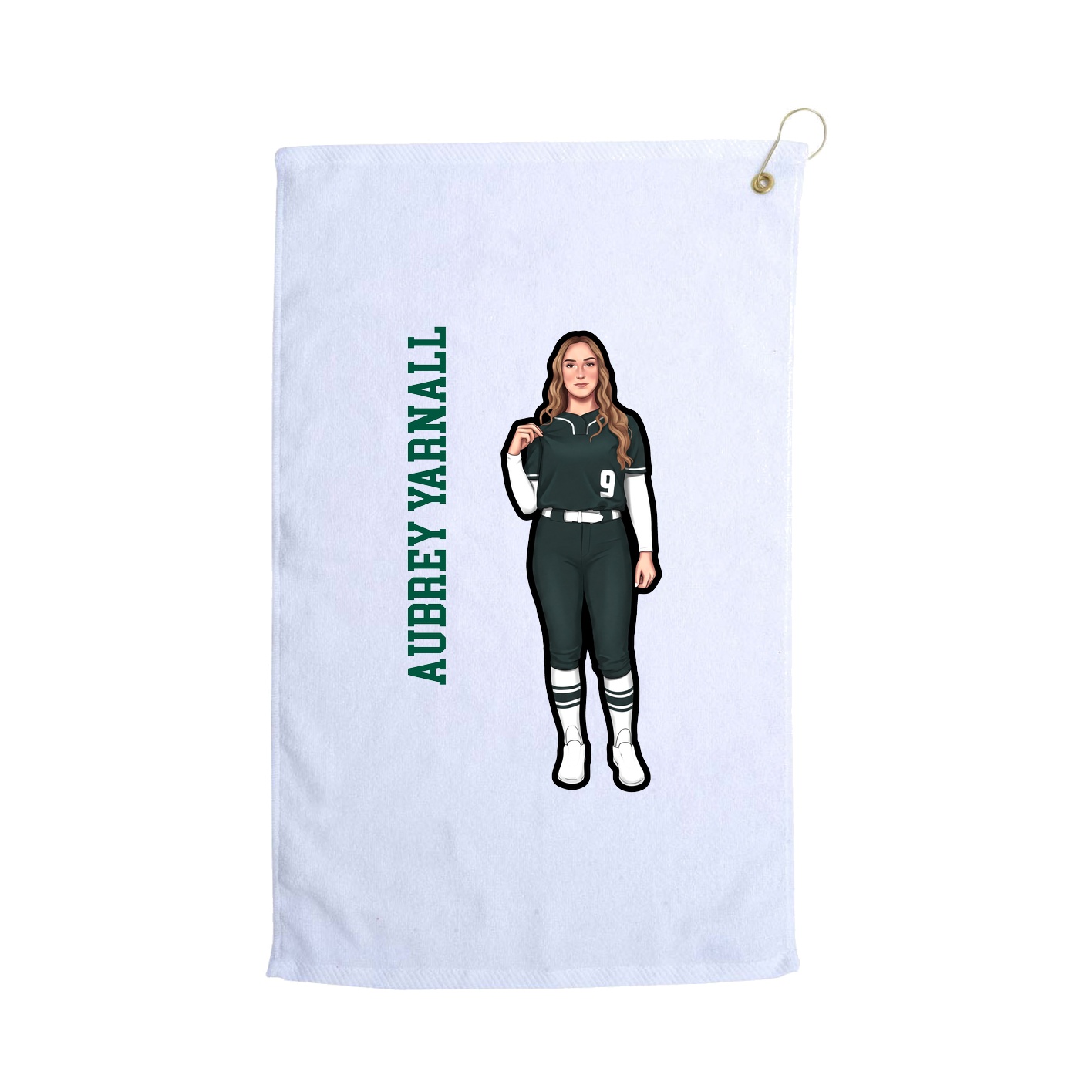 Golf Towel — Name Vertical in White
