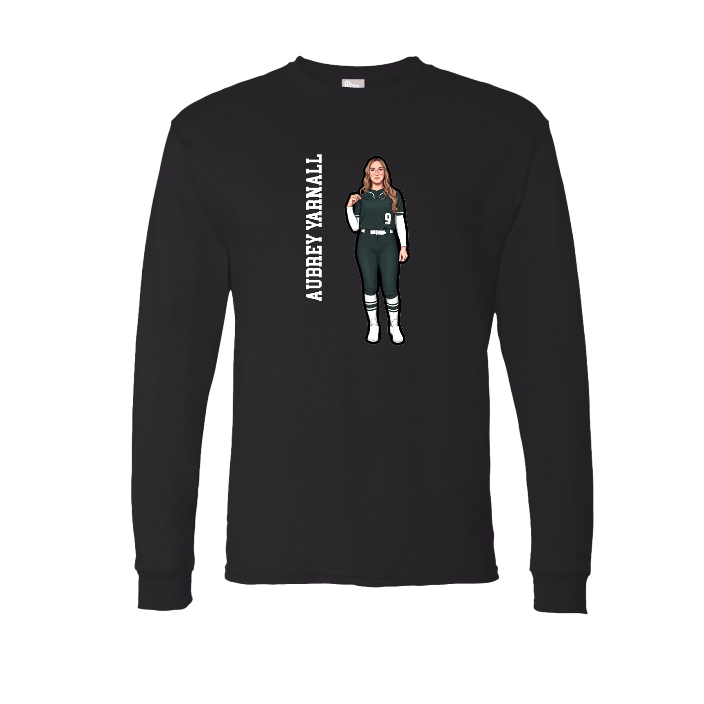 Long Sleeve Tee — Name Vertical in Black