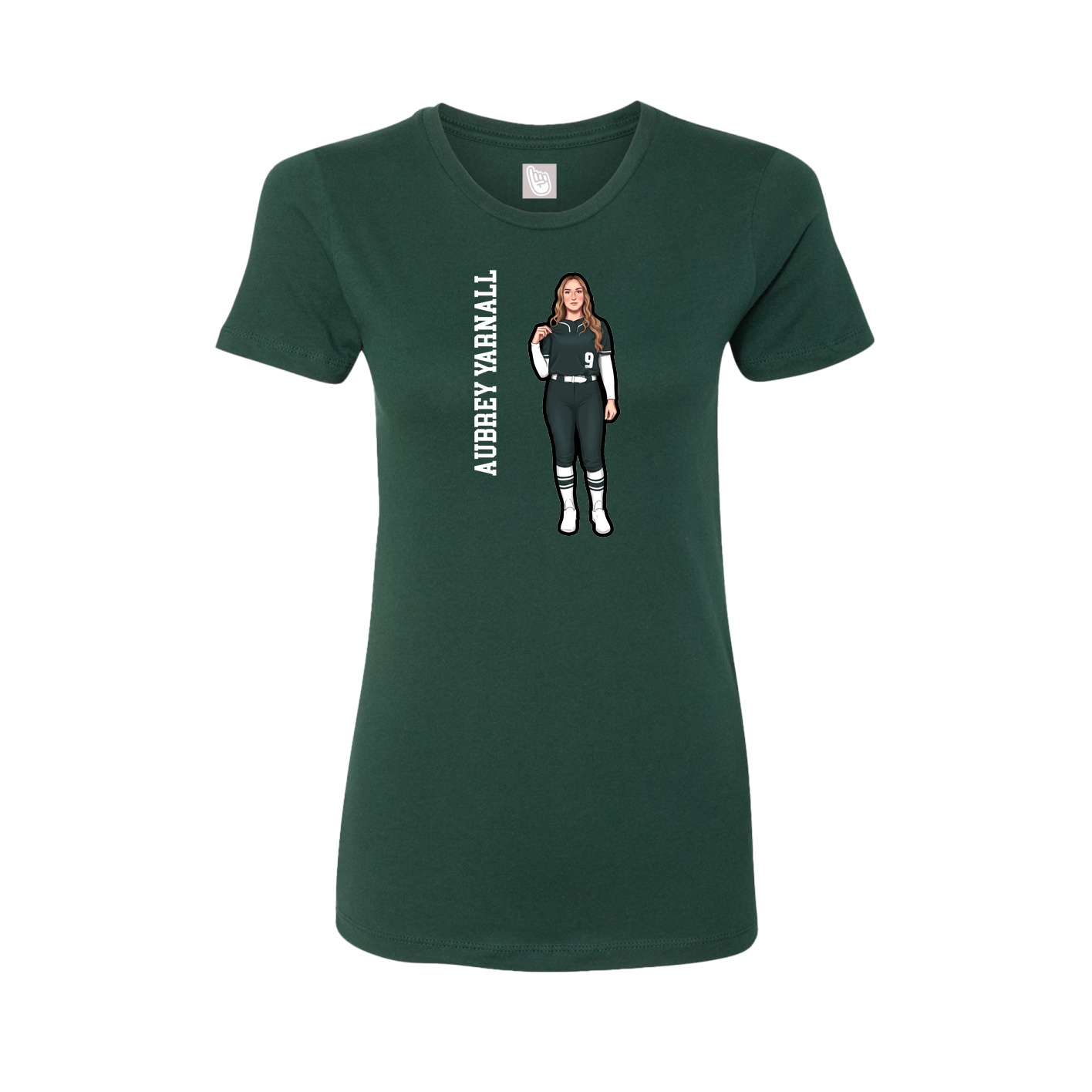Fitted Women's Tee — Name Vertical in Green