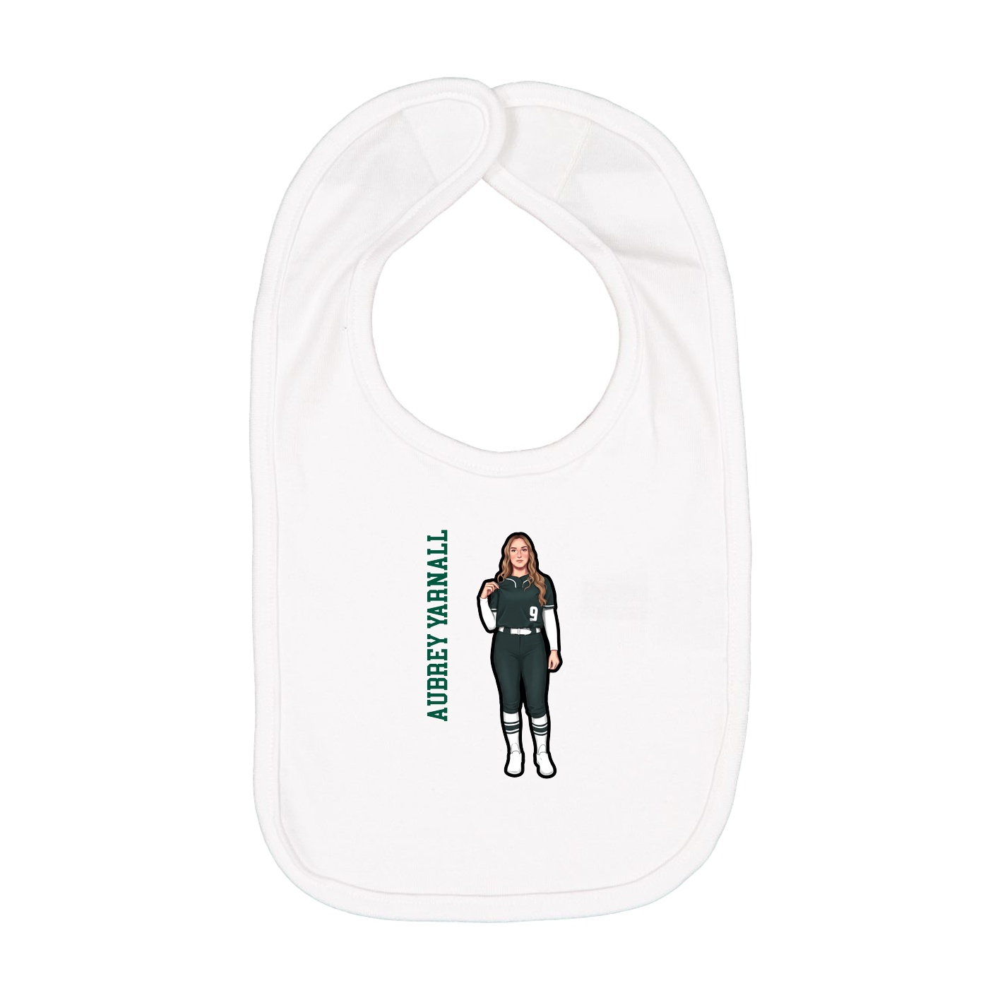 Infant Bib — Name Vertical in White