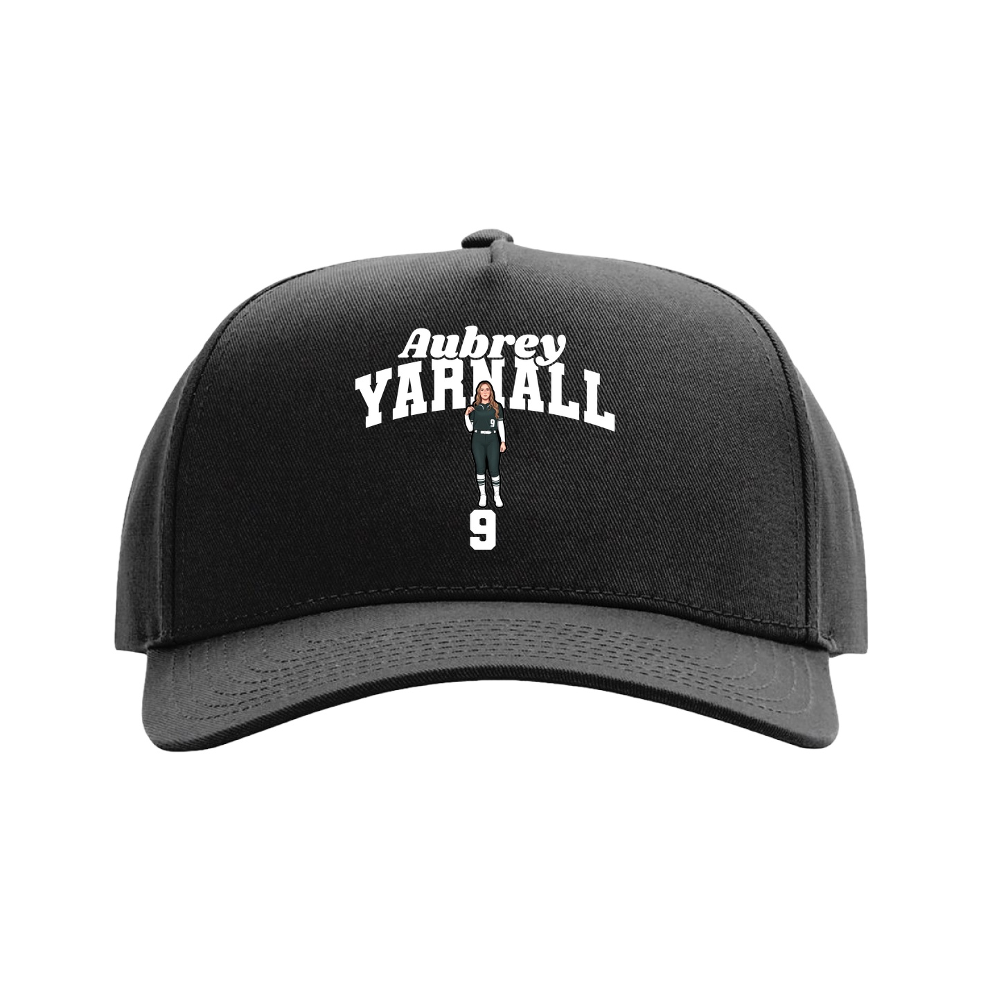 Full Fabric Five-Panel Champ Cap — Signature Arch in Black