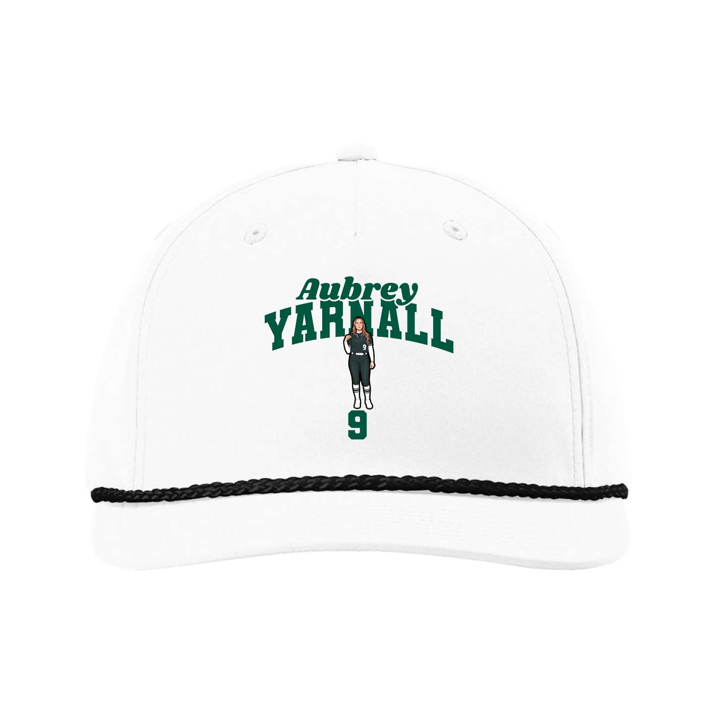 Five-Panel Classic Rope Cap — Signature Arch in White