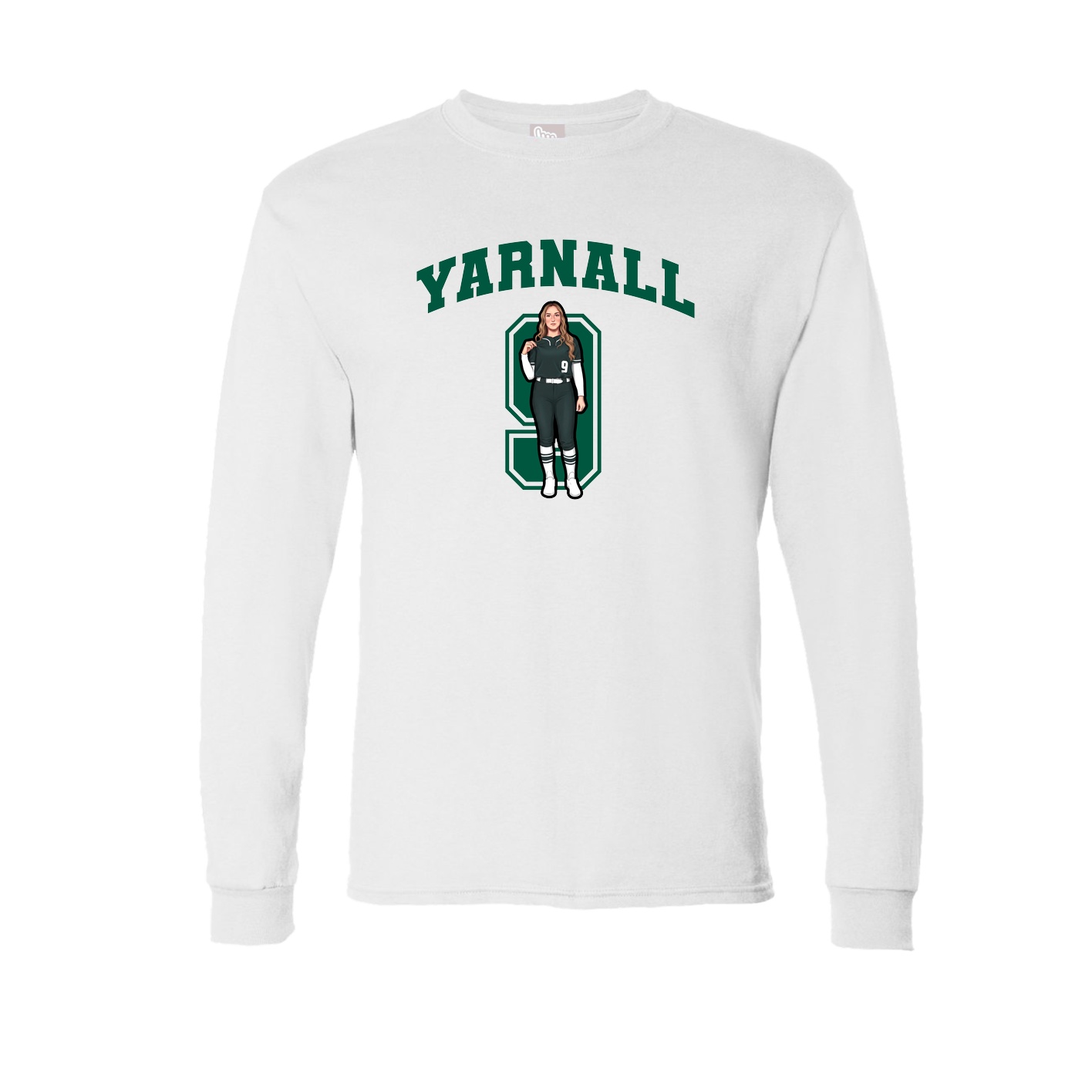 Long Sleeve Tee — Number in White