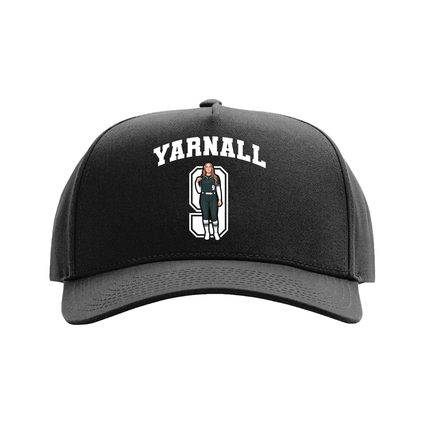 Full Fabric Five-Panel Champ Cap — Number in Black
