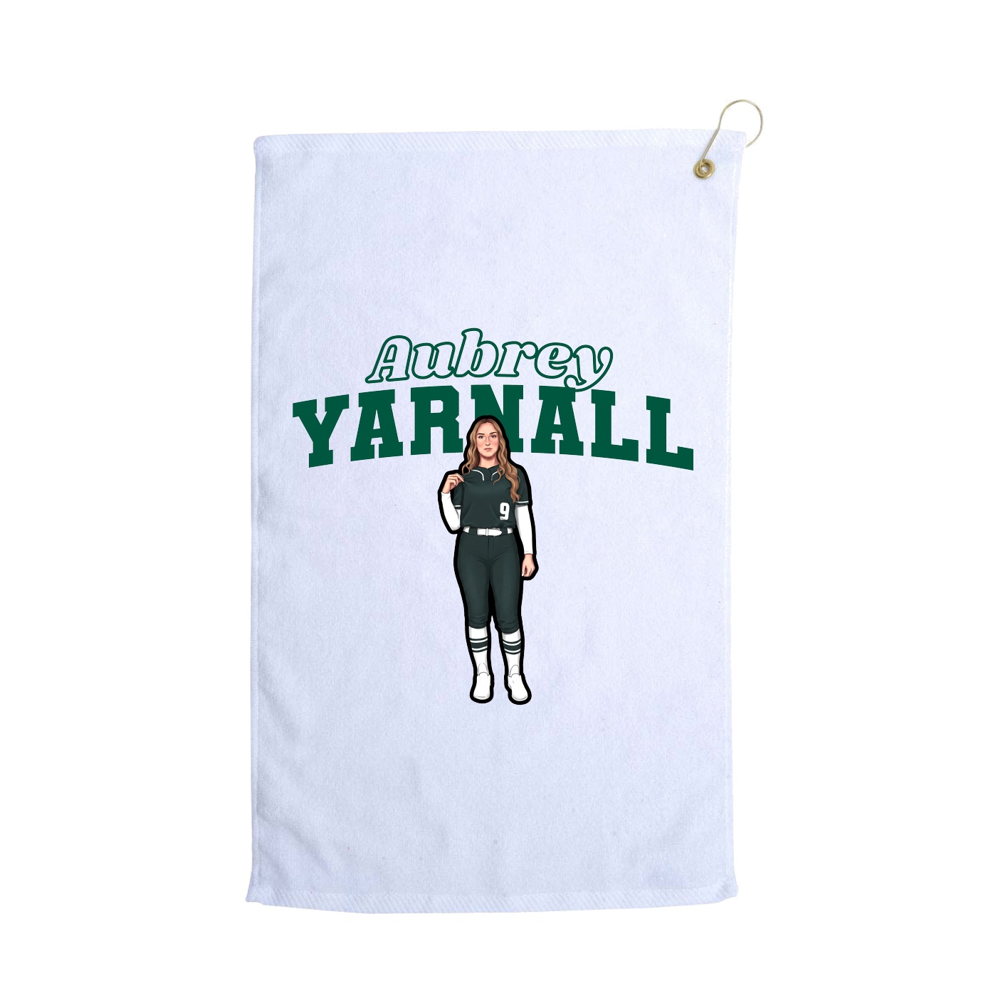 Golf Towel — Name Arch in White