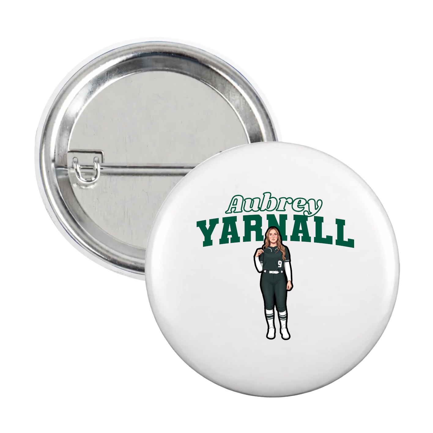 Game Day Button — Name Arch in White