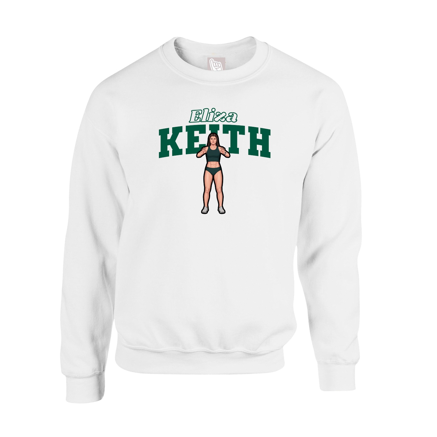 Fleece Crew — Name Arch in White