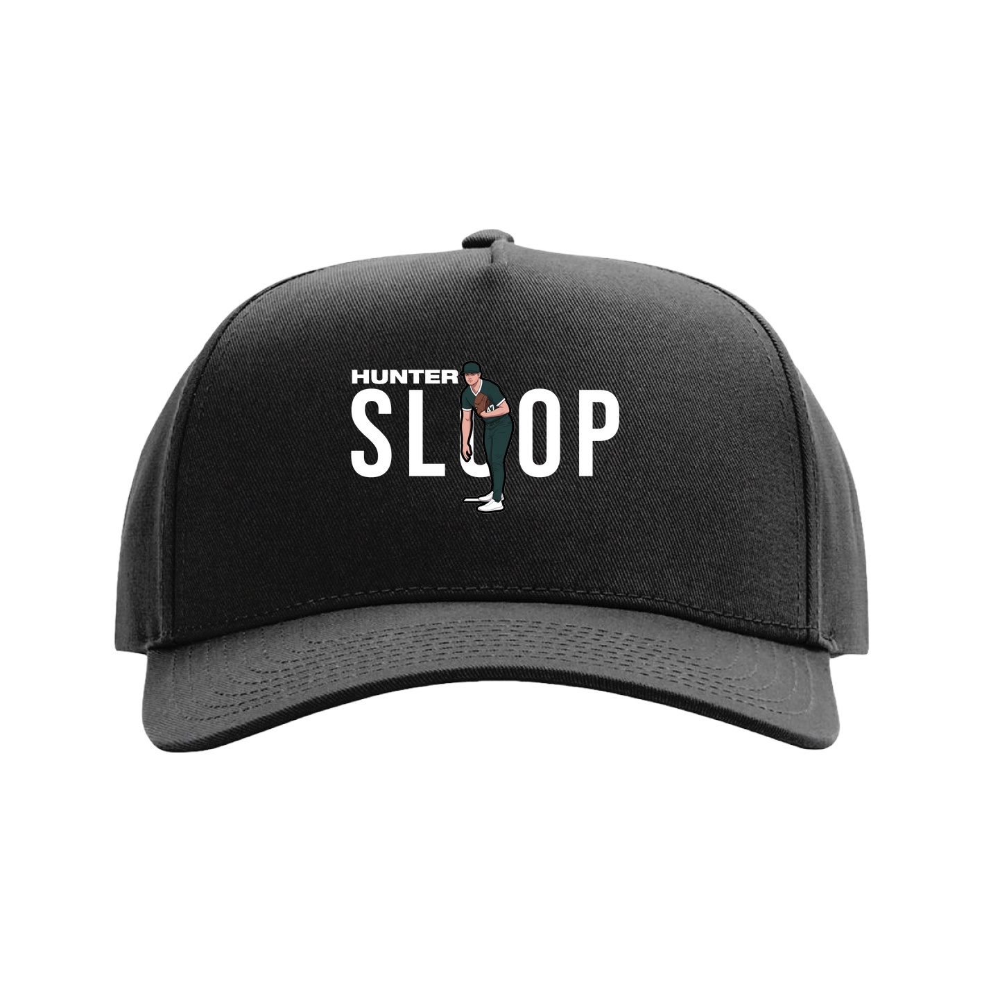 Full Fabric Five-Panel Champ Cap — Player Name in Black