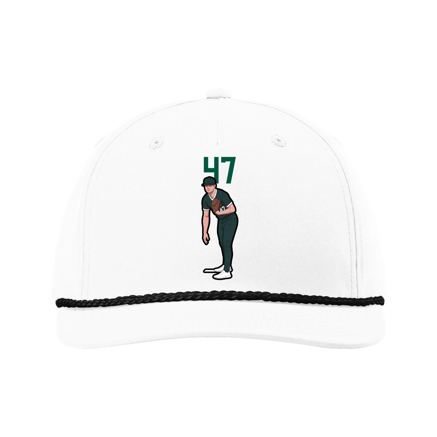 Five-Panel Classic Rope Cap — Number Top in White