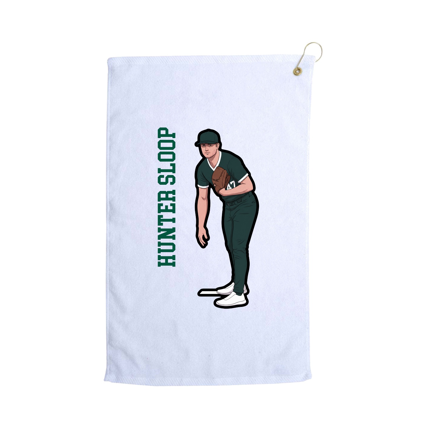 Golf Towel — Name Vertical in White