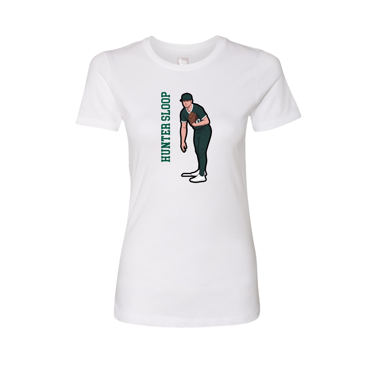Fitted Women's Tee — Name Vertical in White