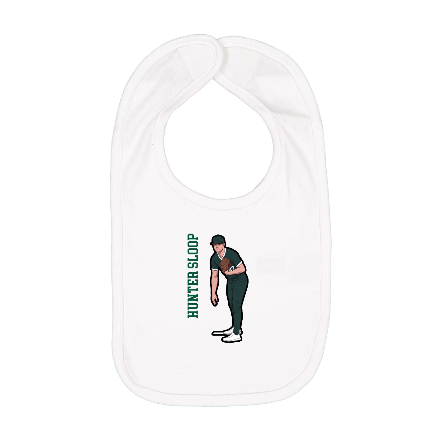 Infant Bib — Name Vertical in White