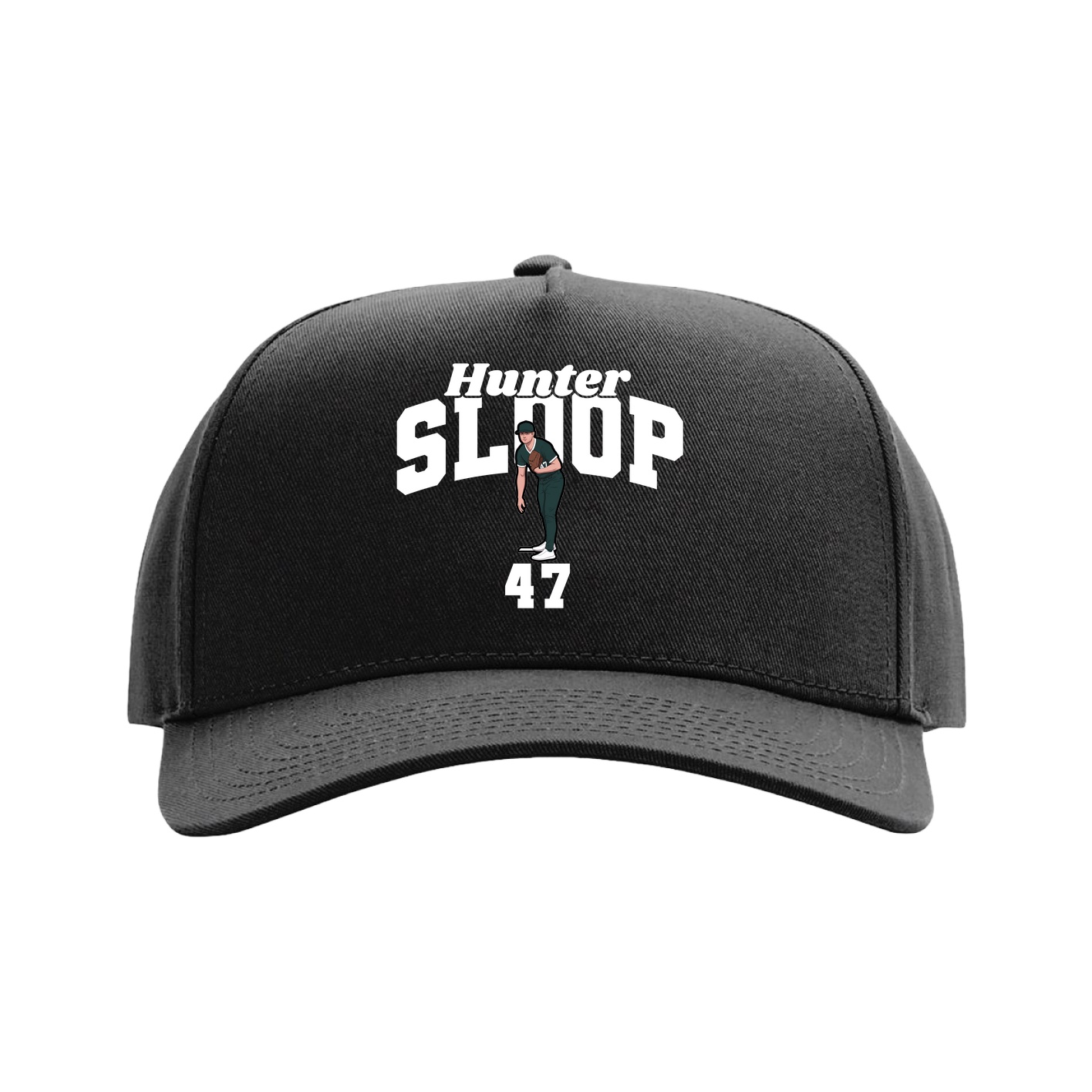 Full Fabric Five-Panel Champ Cap — Signature Arch in Black
