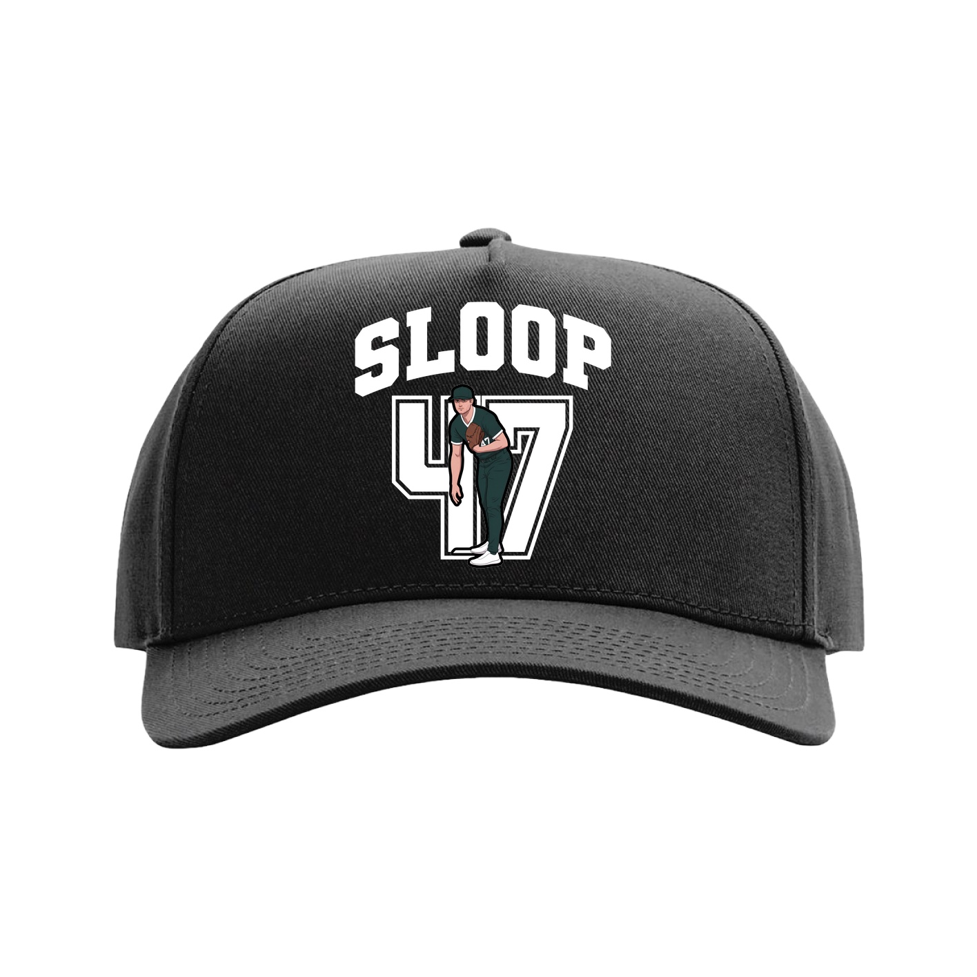 Full Fabric Five-Panel Champ Cap — Number in Black