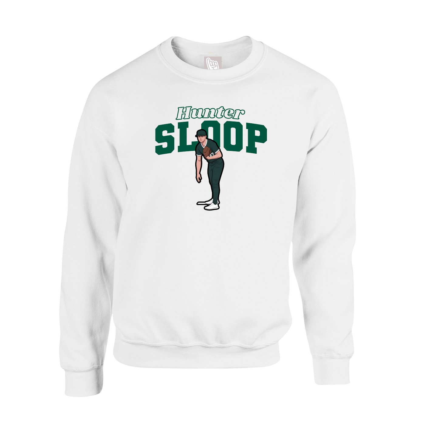 Fleece Crew — Name Arch in White