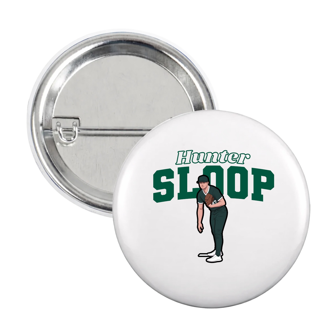 Game Day Button — Name Arch in White