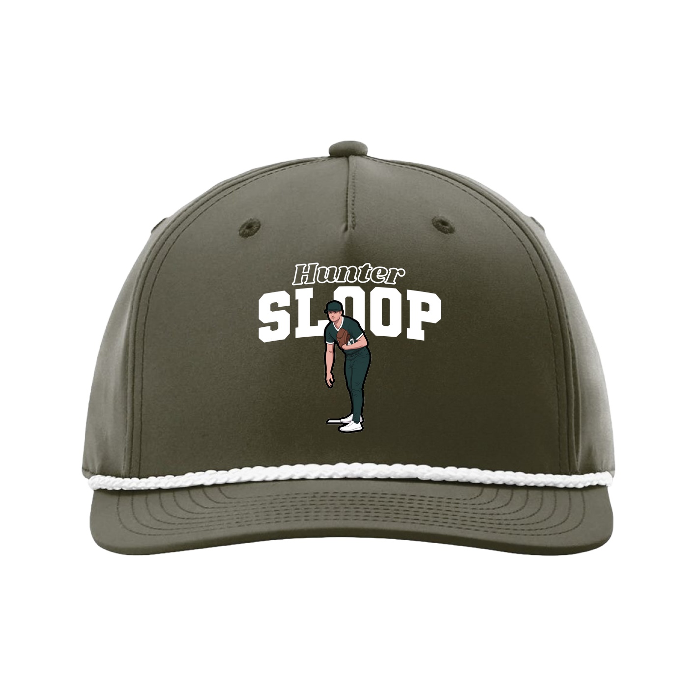 Five-Panel Classic Rope Cap — Name Arch in Green