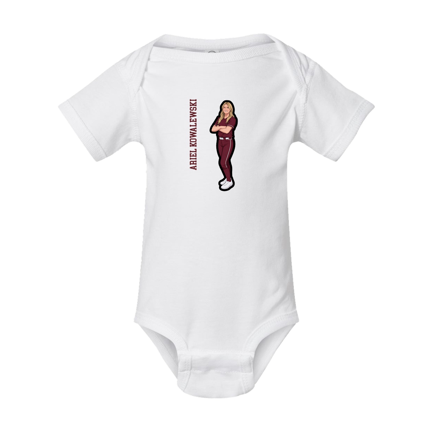 Baby Onesie — Name Vertical in White