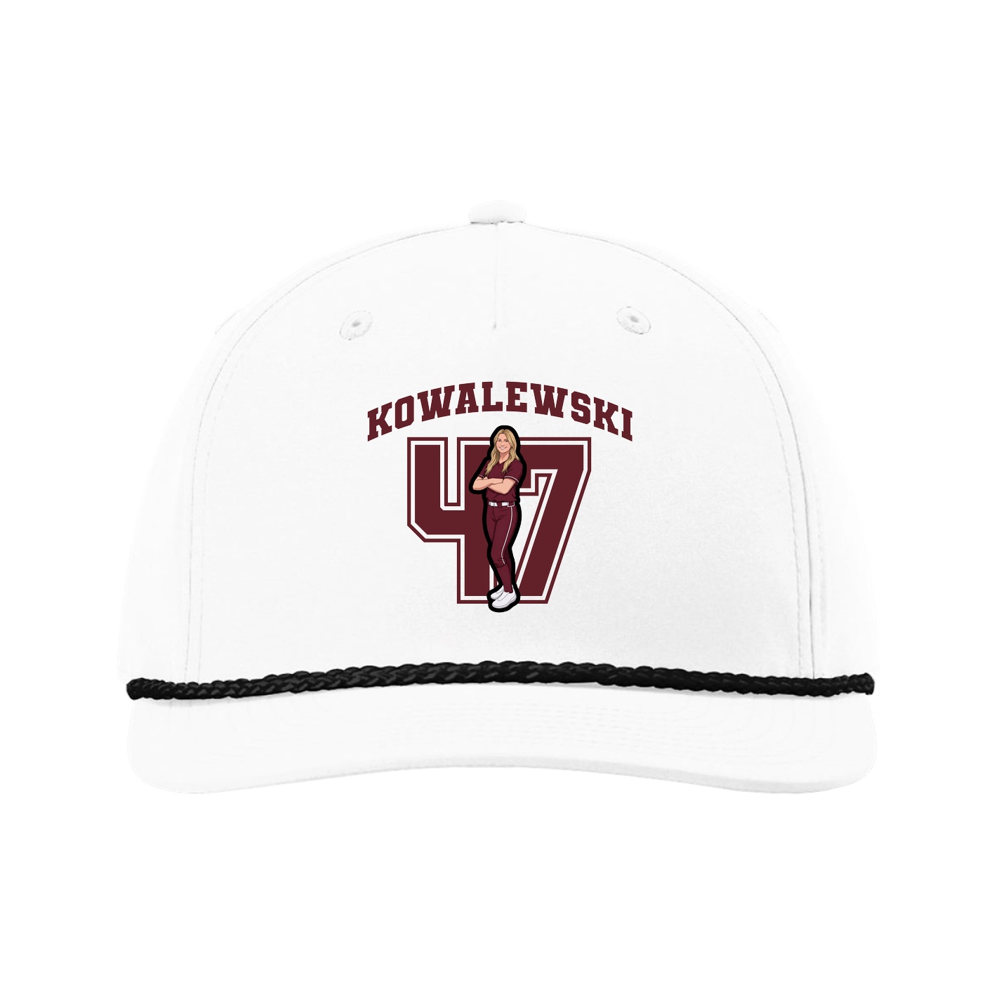 Five-Panel Classic Rope Cap — Number in White