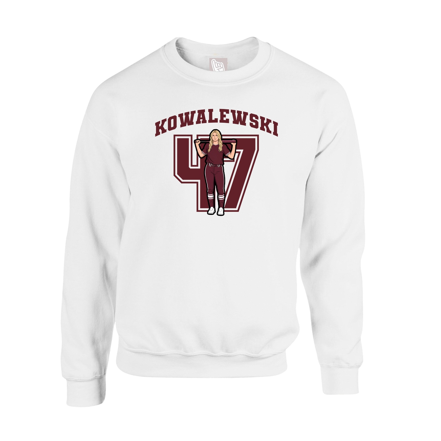 Fleece Crew — Number in White