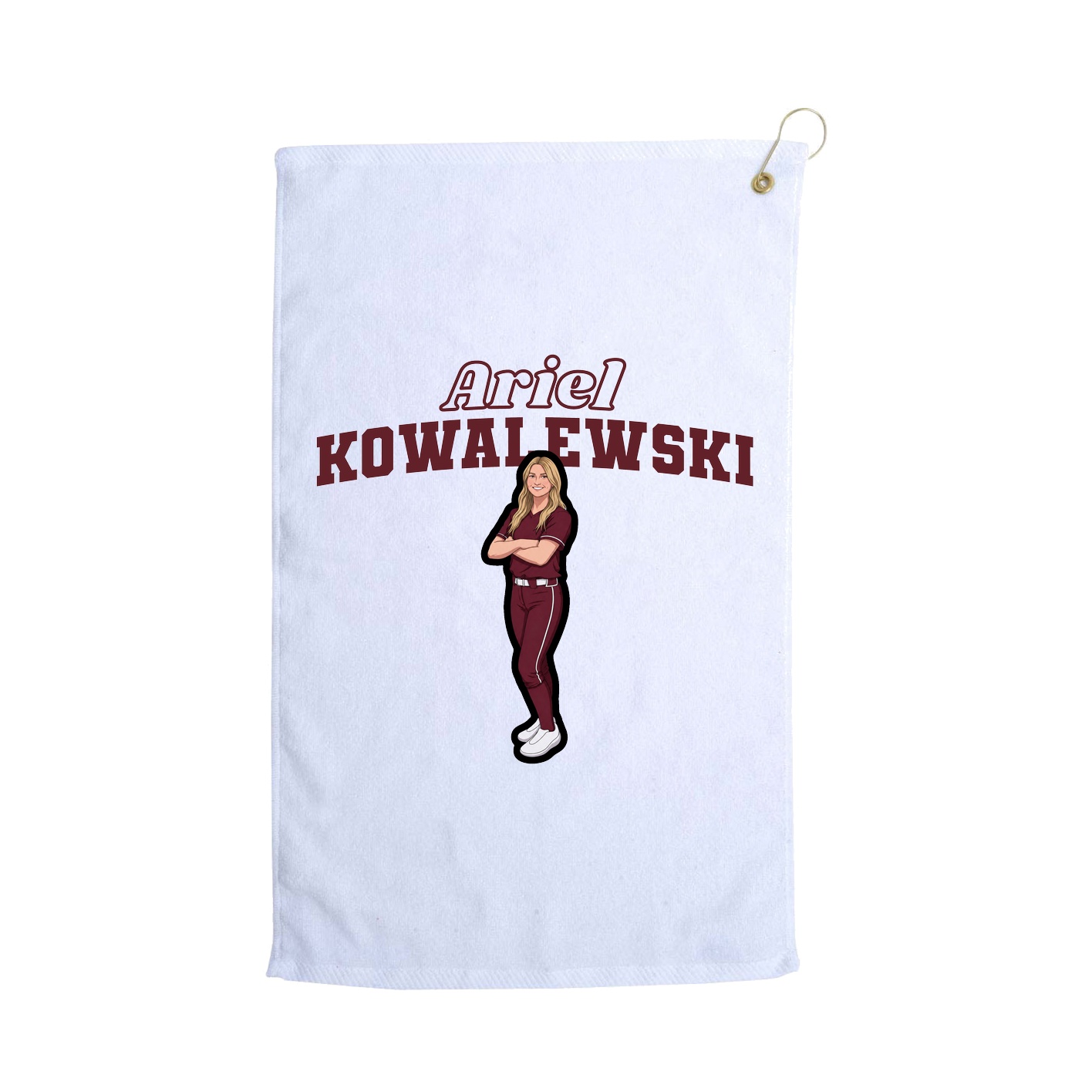 Golf Towel — Name Arch in White