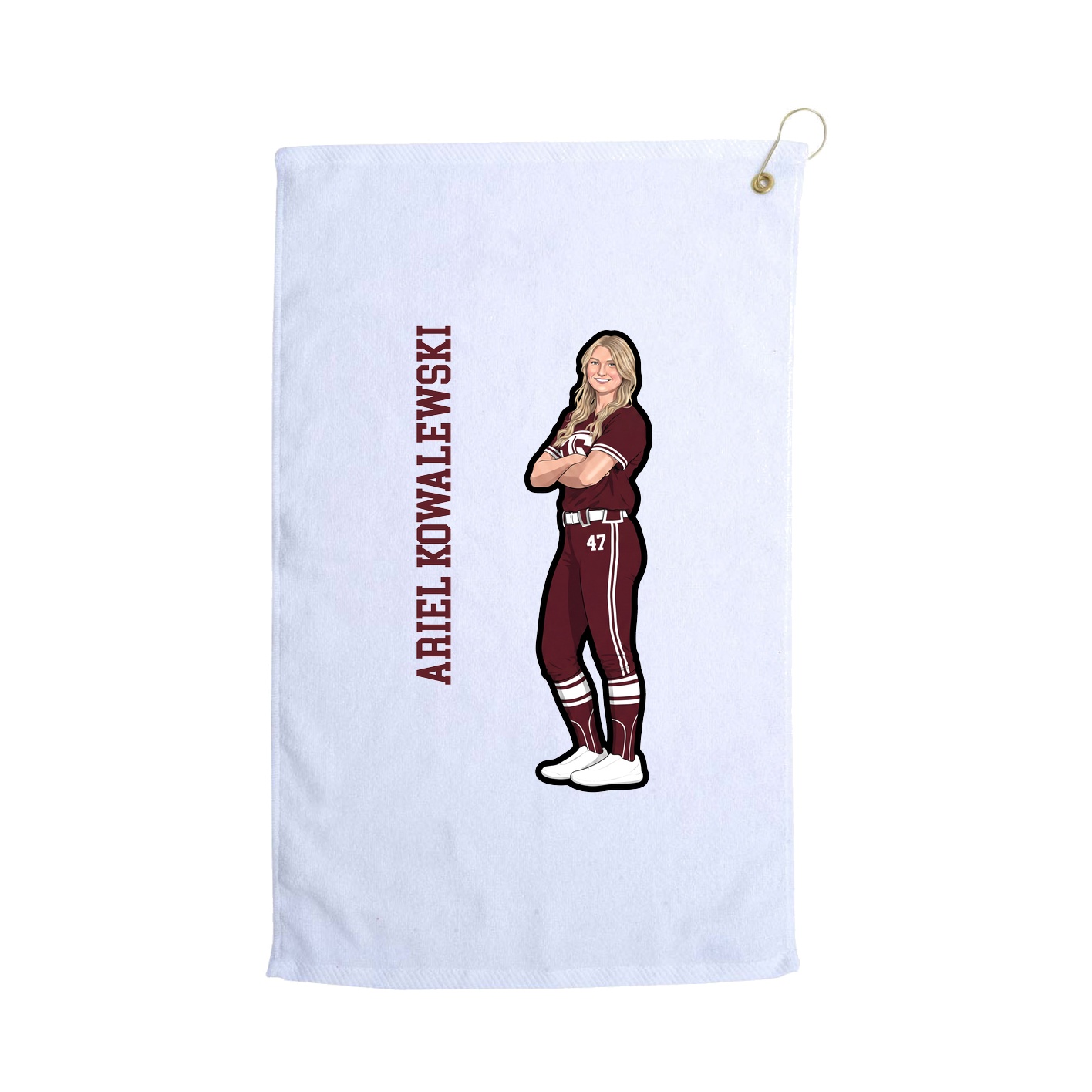 Golf Towel — Name Vertical in White
