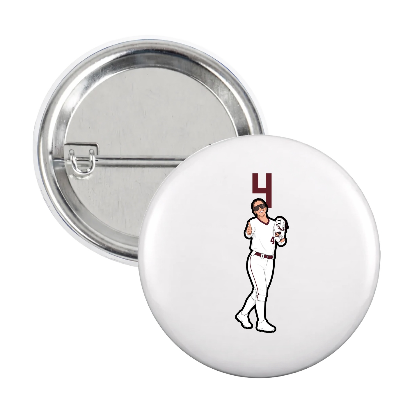 Game Day Button — Number Top in White