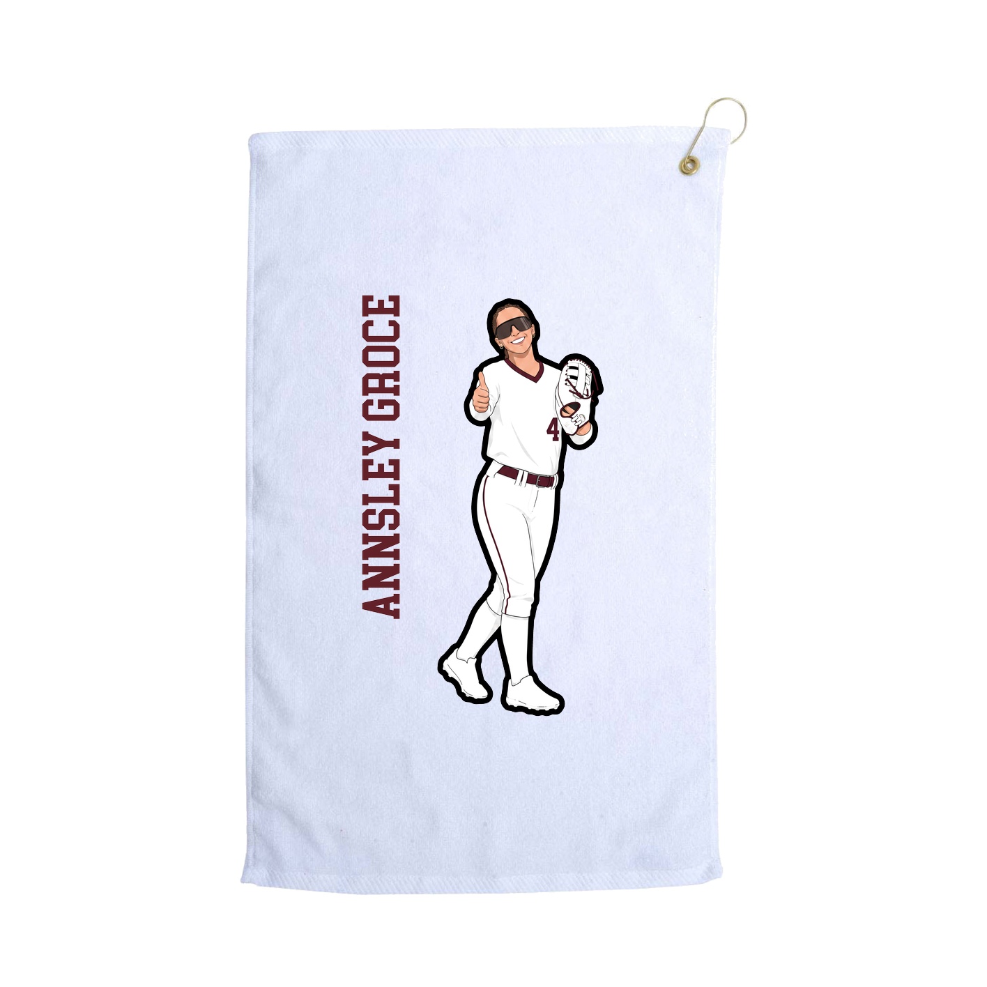 Golf Towel — Name Vertical in White